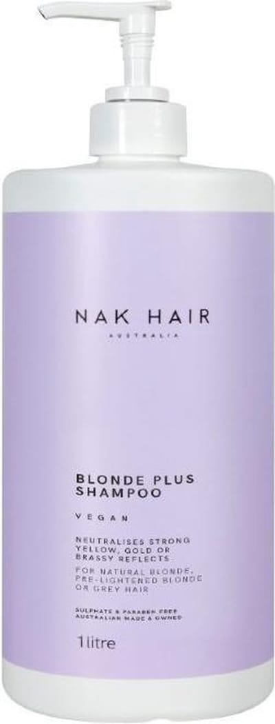 NAK Blonde Range Blonde Plus Shampoo -1 ltr -  vrouwen - Voor Grijs haar - 1000 ml -  vrouwen - Voor Grijs haar