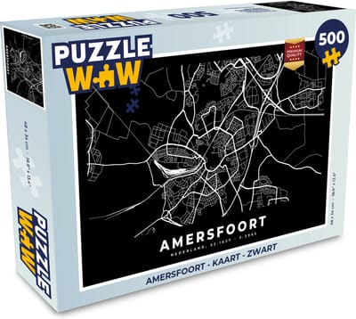 Puzzel Amersfoort - Kaart - Zwart - Legpuzzel - Puzzel 500 stukjes