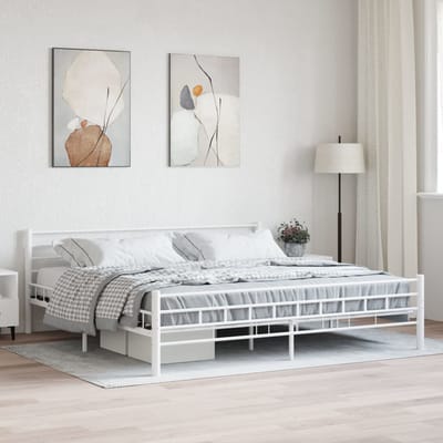 vidaXL - Bedframe - metaal - wit - 200x200 - cm