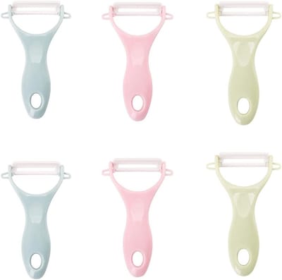 Set van 6 Keramische Groentenschillers voor de Keuken - Ideaal voor Aardappelen, Komkommers en Fruit met Ergonomische Grip en Roestbestendige Mesjes
