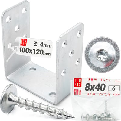 LUN FIX - U-vormige paalhouder 100x120x60 mm - 1 - wanddikte 4 mm - verzinkt staal