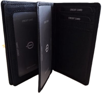 OI zwarte leren pasjeshouder / groter formaat creditcardmapje ook voor papieren rijbewijs / Belgisch identiteitskaart mapje / Anti skim / zwart leer / 643A