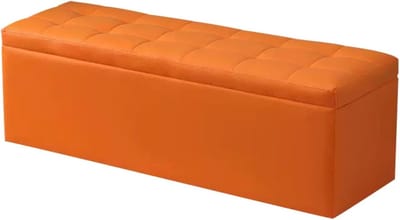 Opbergottomane Met Opbergruimte - Zitbank Poef - Ruimte Besparen - Scharnier Bevestiging - 60cm - Oranje