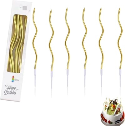 SnelShoppen - 24 Stuks Gouden Verjaardagskaarsen, Spiraalvormig, Geurloos, Cake, Cupcake, Feestdecoratie, Veilig en Niet-Toxisch, Voor Verjaardagen en