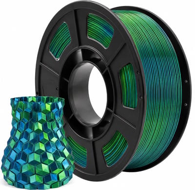 CAILAB PLA Silk Dubbele Kleur 3D-Printer Filament – Blauw & Groen – 1.75mm – 1KG – Zijdeglans Dual Color Filament