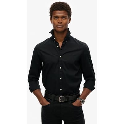 Superdry Essentials Tailored Lite Overhemd Zwart Grootte: S