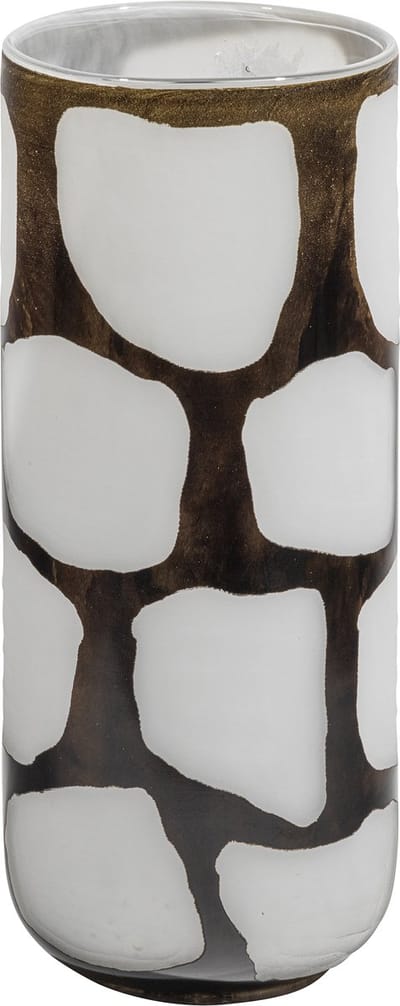 WOOOD Blair Handgemaakte Vaas - Glas - Zwart/ Wit - 34x14x14