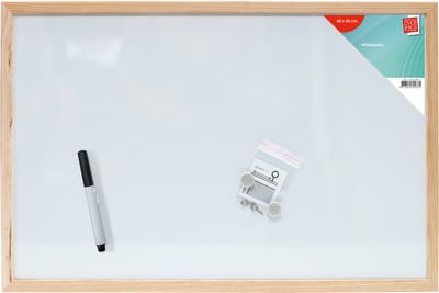 SOHO Whiteboard – Whiteboard met hout – Uitwisbare whiteboard – Whiteboard inclusief magneten – Kunststof – 40 x 60 cm – Wit