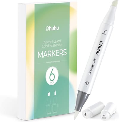Alcohol Markers - Colorloze Blenders - Set van 6 - Dubbelzijdige Penseel en Chisel Tip - Voor Creatieve Kunstenaars