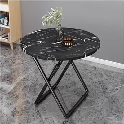 Opvouwbare Balkontafel - Kleine Ronde Tafel - Buiten Ontspannen - Marmeren Blad - 60 cm - Wit