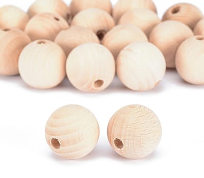 Houten Kralen, ø 30 mm, 20 stuks, Onbehandeld, Ronde kralen voor het knutselen van doe-het-zelf handgemaakte decoraties, sieraden, handwerk
