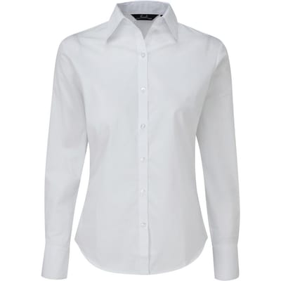 Premier Dames/Dames Popeline Blouse met Lange Mouwen (Wit)
