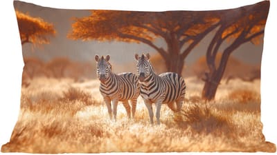 Sierkussens - Kussentjes Woonkamer - 60x40 cm - Zebra's - Savannelandschap - Gras