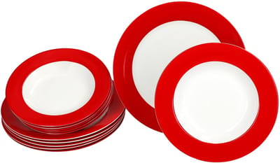 MamboCat 12-delig porseleinen servies VARIANT RED voor 6 personen