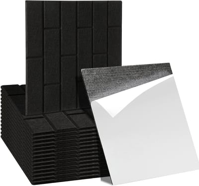 18 stuks Akoestische panelen Vierkante baksteen Zelfklevend Akoestisch Paneel Geluidsisolatie Vilt Wandpaneel Zwart