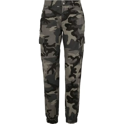 Urban Classics High Waist Camo Cargo Dames Cargobroeken - donkercamouflage - 26