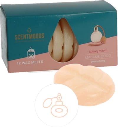 Scentmoods Madame Coco Geurchips - Geurblokjes - Huisparfum - Geurchips - Waxmelts - Geschikt voor Geurbrander en Waxbrander - 12 Stuks