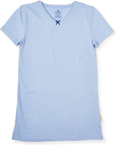 Little Label - zomer nachthemd - blauw ajour - bio katoen - 4Y/98-104