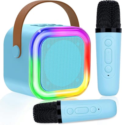 Karaokemachine voor kinderen, speelgoed voor 3-12 jaar oude meisjes geschenken, kinderen karaoke microfoon machine speelgoed, beste leuke kerstverjaardagscadeaus voor 5, 6, 7, 8, 9, 10, 11 jaar（blauw）