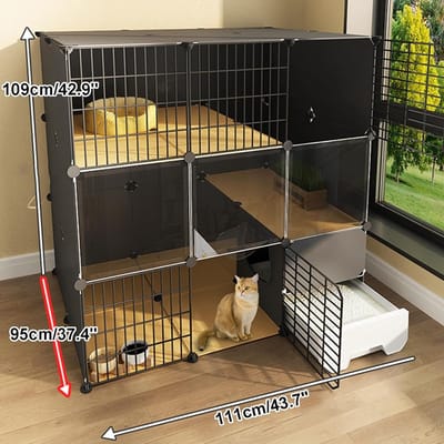 Kattenren Kattenverblijf - Kattenkooi Huis - Buiten Spelen - Doe-het-zelf Ontwerp - Grote Ruimte - Metaal