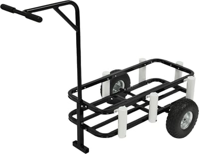 Outdoor Viskar - Strand Kar - Visuitrusting Vervoeren - 7 Hengel Houders - 90kg Draagvermogen - Zwart