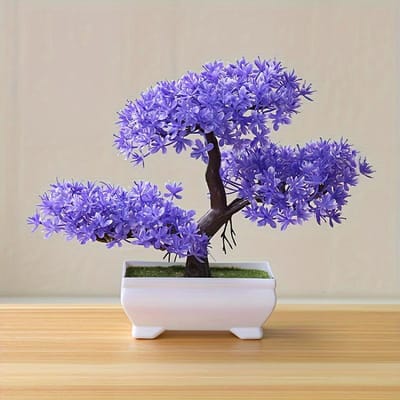 Miniatuur Kunstmatige Den Bonsai - Levensachtige Witte Potplant voor Huis- en Kantoordecoratie, Perfect voor Tafel-, Plank- of Raamdisplay