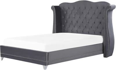 AYETTE - Tweepersoonsbed - Grijs - 180 x 200 cm - Fluweel