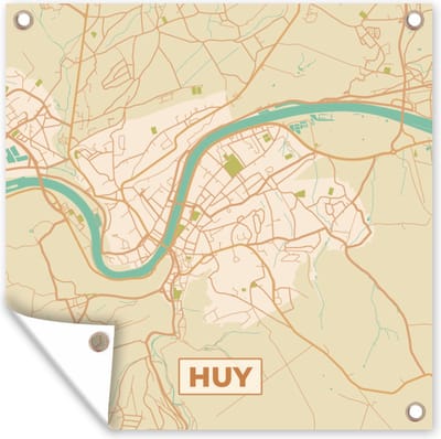 Tuin poster Plattegrond - Kaart - België - Huy - Stadskaart - 200x200 cm - Tuindoek