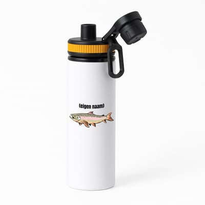 Hacebo® - vis met eigen naam waterfles met draaidop oranje - Vis - vissen liefhebbers - iemand die houdt van vissen - verjaardag - cadeau - kado - water fles - 850ML