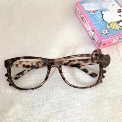 Monture de lunettes léopard vintage Lunettes rétro Y2k Accessoires décoratifs Cosplay Anime Sans verres Cadeaux pour filles à la mode gray