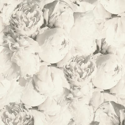 Bloemen behang Profhome 373984-GU vliesbehang glad met bloemen patroon mat beige crèmewit grijs 5,33 m2