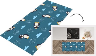 Keukenloper - Loper keuken - Pinguïn - Wolken - Jongens - Design - 120x50 cm - Keukenloper vinyl