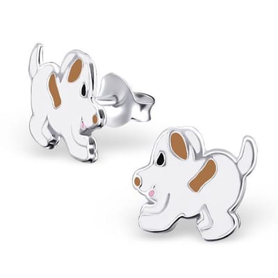 Princess Oorbellen Hondje - 925 Zilver E-Coating - Dier - 8x9mm