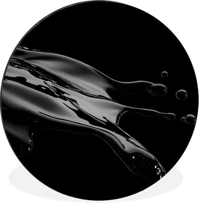 WallCircle - Wandcirkel - Muurcirkel - Zwart - Splash - Water - Aluminium - Dibond - 140x140 cm - Binnen en Buiten