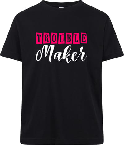 Trouble Maker Girl  - T-shirt - Korte mouw - Zwart - Maat 104