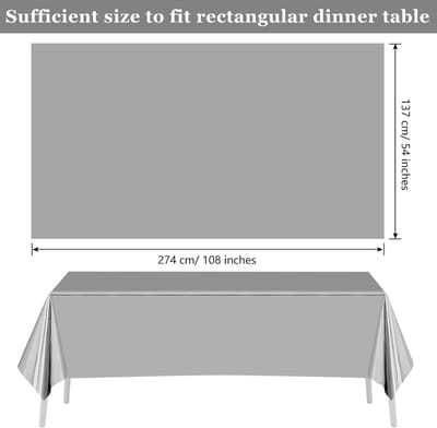 Zilverfolie Tafelkleed 137x274 cm Rechthoek Metallic Zilver - Voor Bruiloft en Kerstfeest - Tafel Decoraties & Feestbenodigdheden