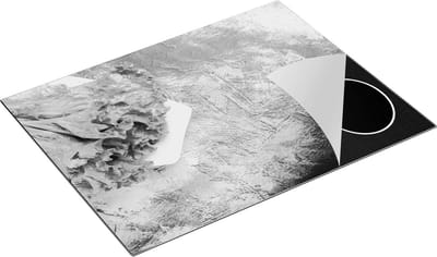 Chefcare Inductie Beschermer Groene Sla op een Blauwe Achtergrond - Zwart Wit - 77x59 cm - Afdekplaat Inductie - Kookplaat Beschermer - Inductie Mat