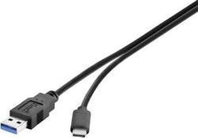 Renkforce USB-kabel USB 3.2 Gen1 USB-A stekker, USB-C stekker 1.80 m Zwart Vergulde steekcontacten RF-4381083