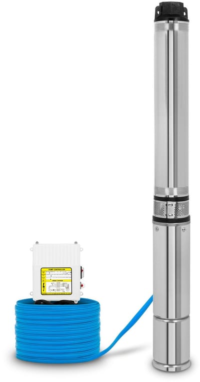 EBERTH 4" Diepwaterpomp RVS 750W 56m Opvoerhoogte 20m Kabel 1½" Aansluiting met Vuilzeef