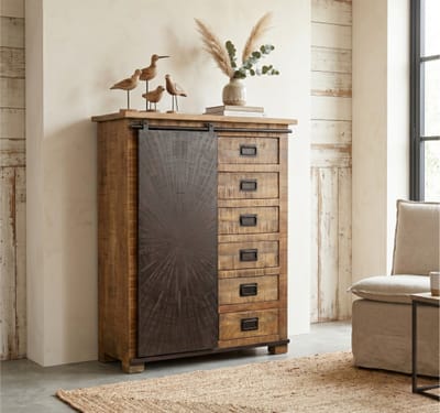 Kabinet kast Bradley mangohout - 100x42x127 cm