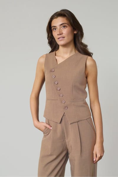 SISTERS POINT Gata-ve2 - Dames Gilet - Sand - Maat S