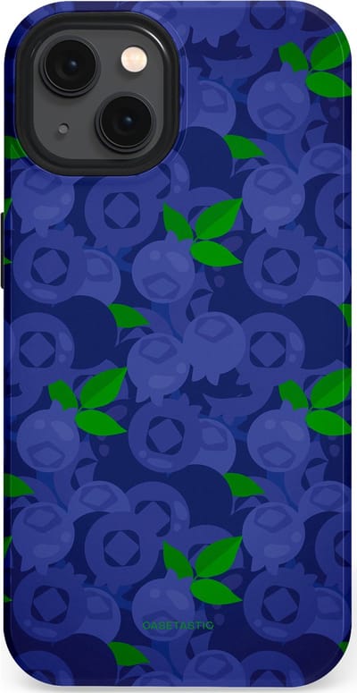 Casetastic hoesje geschikt voor Apple iPhone 13 - MagSafe - Dubbellaagse bescherming - Berrytastic Blauwe Blueberry Bessen - Fashion Case - Donkerblauw Groen