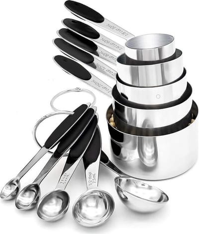 Finnacle - 10-delige RVS Maatbekers en Maatlepels Set - Perfect voor nauwkeurig meten en mixen - Ideaal voor elke keuken!