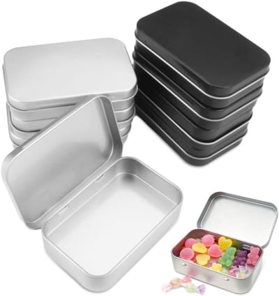 Set van 8 Roestvrijstalen Blikjes 9.5 x 6 x 2 cm - Handige Opbergdozen voor Snoep, Sieraden en Kleine Voorwerpen