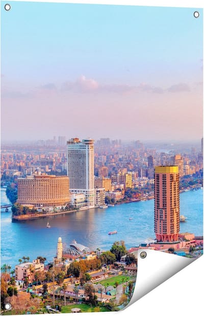 Gards Tuinposter De Nijl Rivier in Cairo, Egypte - 60x80 cm - Tuindoek - Tuindecoratie - Wanddecoratie buiten - Tuinschilderij