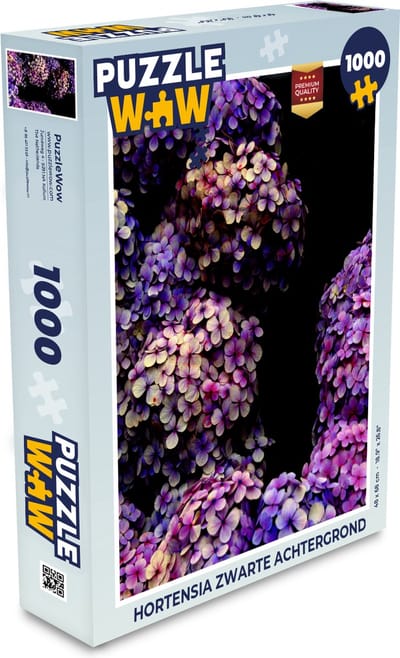 Puzzel Hortensia zwarte achtergrond - Legpuzzel - Puzzel 1000 stukjes volwassenen