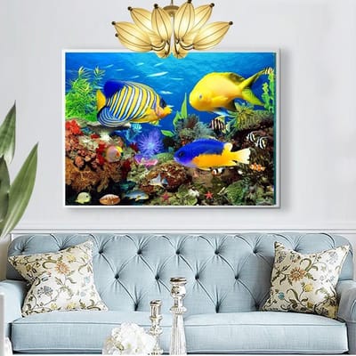 Diamant schilderij zeebodem vis strass mozaïek diamant borduurwerk kruissteek 20X30CM blue