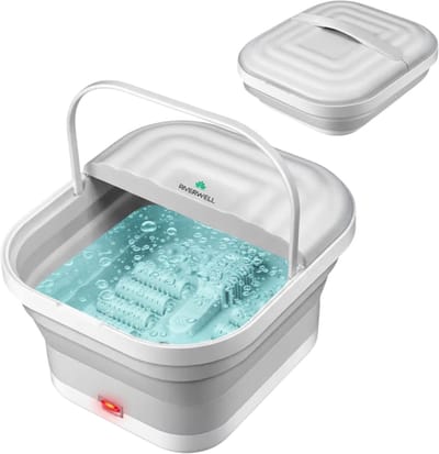 Riverwell opvouwbaar massage voetenbad - Voetmassage apparaat - Inklapbaar voetbad met massage - Verwarming tot 48°C