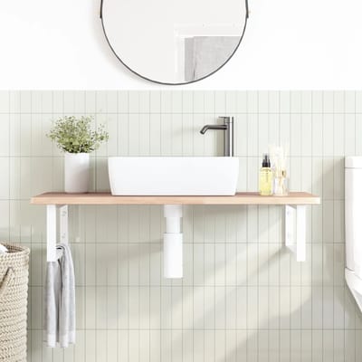 vidaXL - Badkamer - wandschap - staal - en - massief - eikenhout