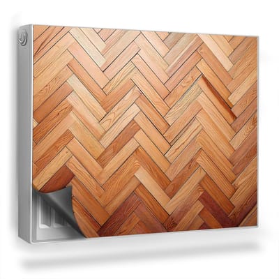 Wallfluent Magnetische Radiatorfolie - Radiatorbeschermer Magnetisch - 80x60 cm - Visgraatmotief Gemaakt Van Lichte Houten Planken - Radiatorfolie -40 Tot 60°C - Bruin Rieten Radiator Mat Bescherming Tegen Krassen